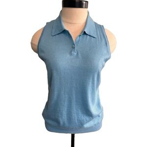 Ralph Lauren Black Label Cashmere Silk Womens S READ Sleeveless Collared Sweater